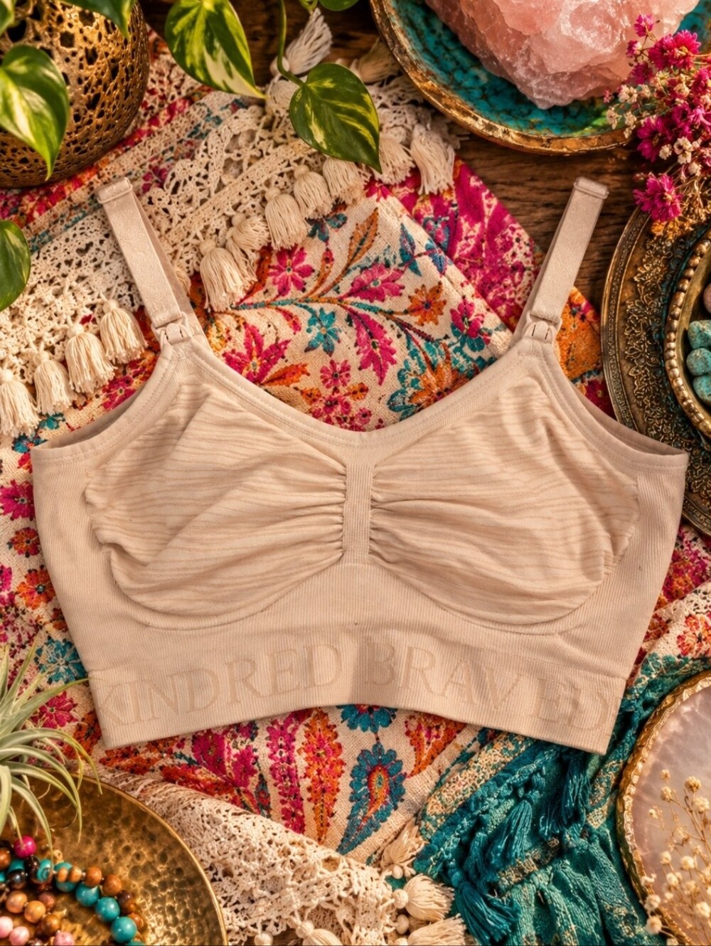 4/$15 Kindred Bravely Nursing & Pumping Bra Medium Beige Boho Y2K Bralette